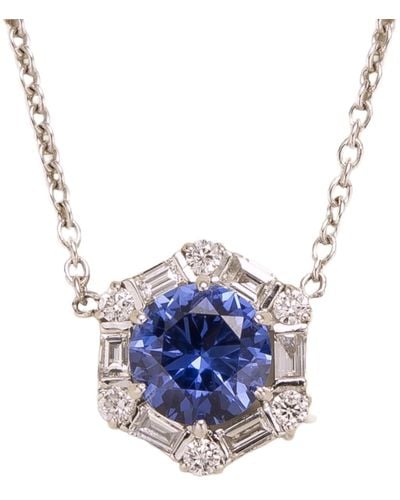 Juvetti Melba White Gold Necklace Blue Sapphire & Diamond