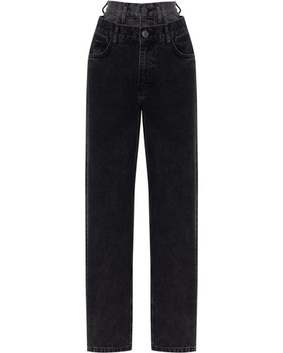 Nocturne Double Waisted Two Tone Jeans - Black