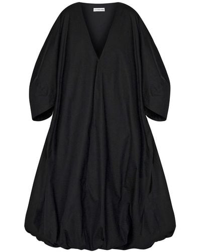Lily Phellera Kima Wabi Sabi Puffed Balloon Bottom Dress With Kimono Style Sleeves - Black