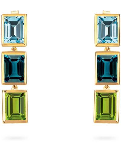 Augustine Jewels Blue Topaz Peridot Drop Earrings - Green