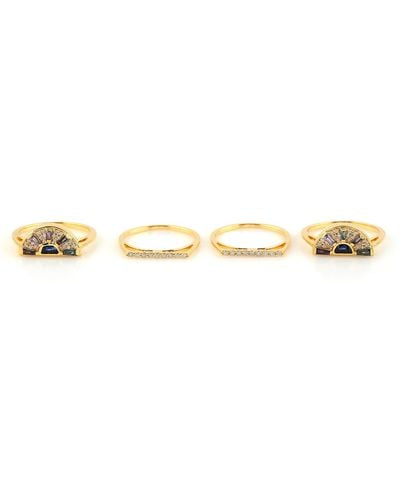 Artisan 18k Yellow Gold Pave Diamond Baguette Sapphire Topaz Iolite Tanzanite Cocktail Ring Jewelry - Metallic