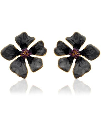 Milou Jewelry Wild Rose Flower Earrings - Gray