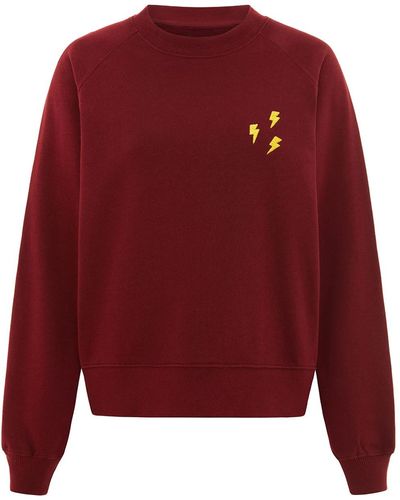 blonde gone rogue Flashes Embroide Organic Cotton Sweatshirt In Burgundy - Red