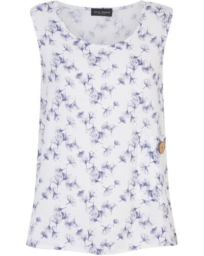 James Lakeland Print Linen Sleeveless Top - White