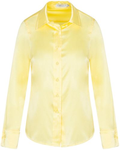 Farinaz Drape Blouse With French Cuff - Yellow