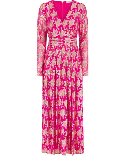 Nooki Design Mariah Metallic Jacquard Dress-pink