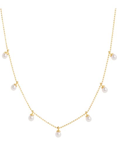 Amadeus Laura Chain With Tiny White Pearls - Metallic
