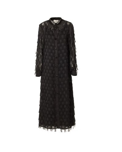 Julia Allert Elegant Slip Dress With Sheer Cape - Black