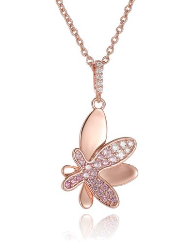 Classicharms Gradient Pink Pavé Diamond Butterfly Pendant Necklace