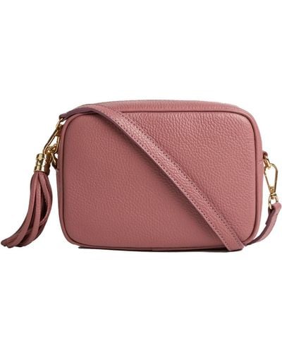 Betsy & Floss Verona Crossbody Tassel Antique Pink Bag With Light Pink Leopard Strap