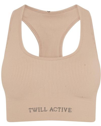 Twill Active Nomex Recycled Rib Racer Sports Bra – Mink - Natural