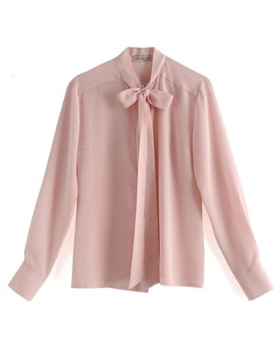 Framboise Blush Pink Pussy Bow Silk Shirt