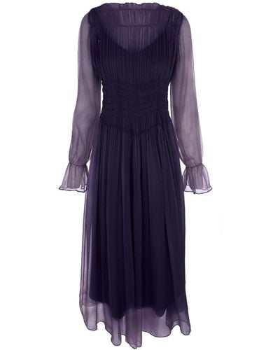 Framboise Tania Midi Purple Silk Dress - Blue