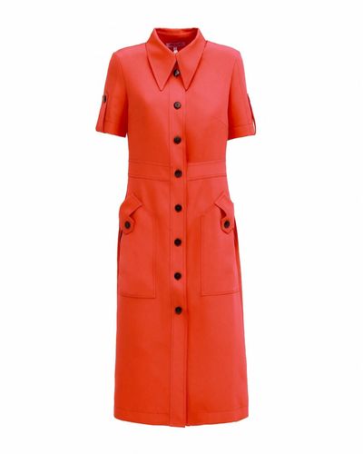Julia Allert Designer Solid Dress Shirt Orange - Red