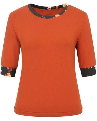 Sophie Cameron Davies Brick Cotton Sleeve Top - Orange