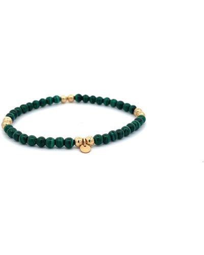 Gosia Orlowska " Mary" Malachite Bead Bracelet With Gold Beads - Blue