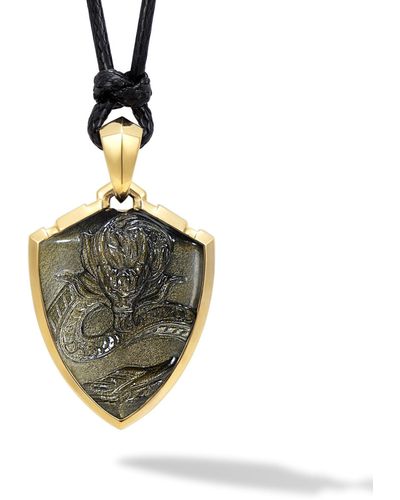 AWNL Golden Obsidian Dragon Necklace - Metallic
