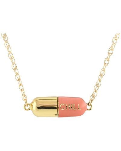 Kris Nations Big Chill Pill Chain Necklace Pink & Gold Filled - Metallic