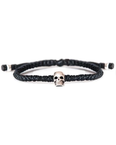 Harbour UK Bracelets Sterling Silver Skull & Rope Bracelet - Black