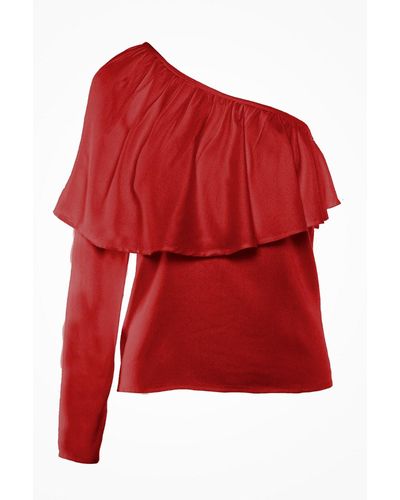 IMAIMA The Ziba One-shoulder Blouse In - Red