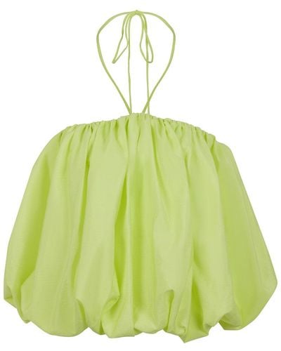 Nocturne Lime Ruched Crop Top - Green