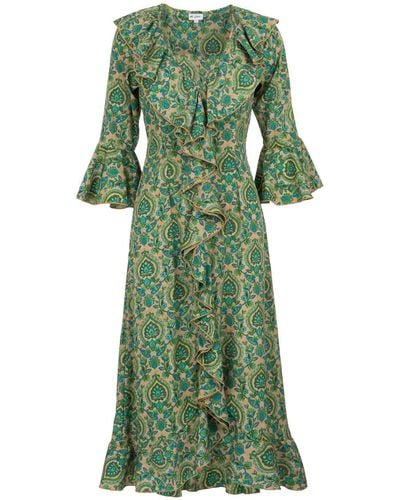 At Last Felicity Midi Dress In Paisley - Green