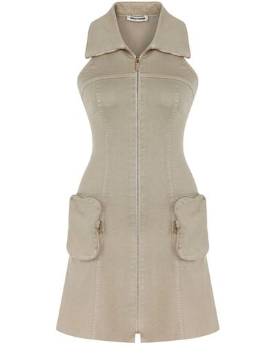 Nocturne Neutrals Mini Dress With Pockets - Natural