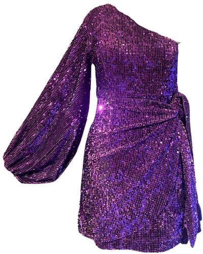 Style Junkiie Purple Sequin One Shoulder Dress