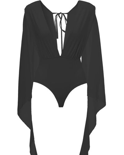 BLUZAT Body With Chiffon Sleeves - Black
