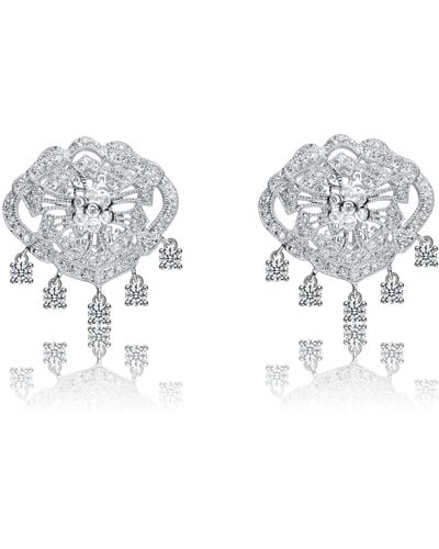 Genevive Jewelry Sterling Silver Cubic Zirconia Mini Chandelier Earrings - Metallic