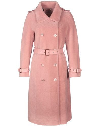 Santinni 'loren' 100% Wool Trench Coat In Rosa - Pink