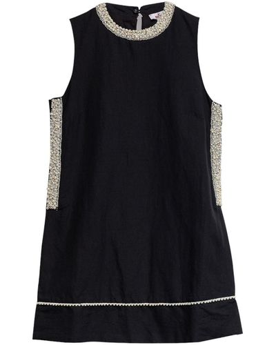 Niza Short Sleeveless Dress With Pearls - Black