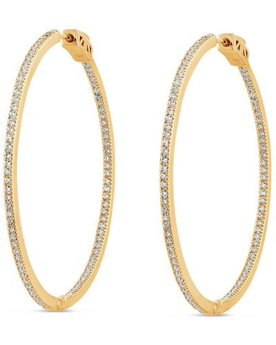SALLY SKOUFIS Fine Hoop Earring With Made White Diamonds In Gold - Metallic
