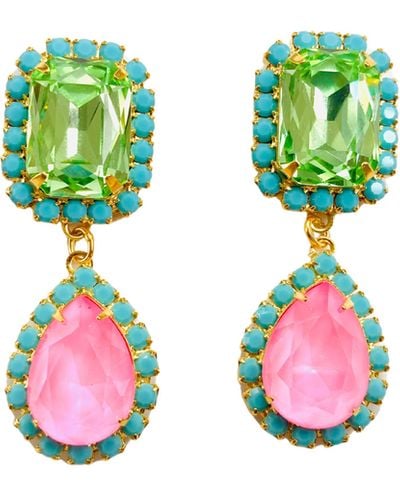 The Pink Reef Jewel Drop Neons In Pink And Turquoise - Green