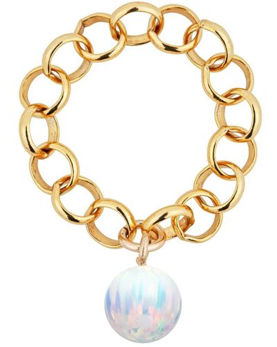 Ora Pearls Aelia Ice Opal Chain Ring - Metallic