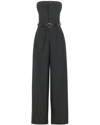 Nocturne Belted Striped Jumpsuit - Gray