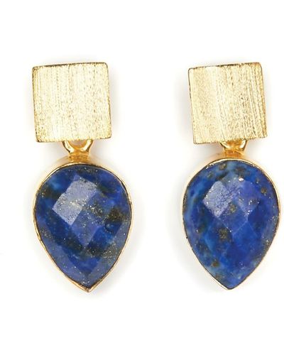 Magpie Rose Lapis Lazuli Earrings - Blue