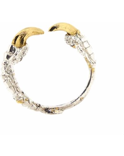 Tessa Metcalfe Single Claw Ring With Gold Nails Silver - Metallic