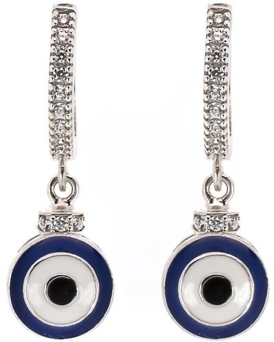 Ebru Jewelry Blue Evil Eye Sterling Silver Earrings