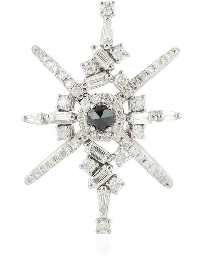 Artisan 18k White Gold In Baguette Pave Diamond Designer Criss Cross Cocktail Ring Jewelry