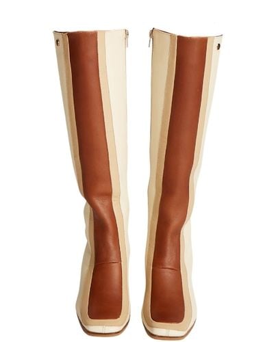 Stivali New York Revival Boots In Ivory/tan Arequipe/honey Leather - Brown