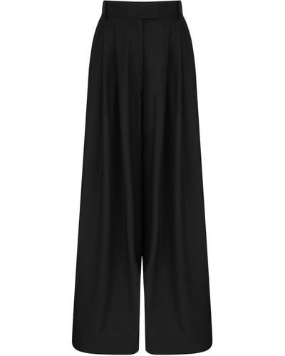 Nocturne Pleated Wide Leg Trousers - Black