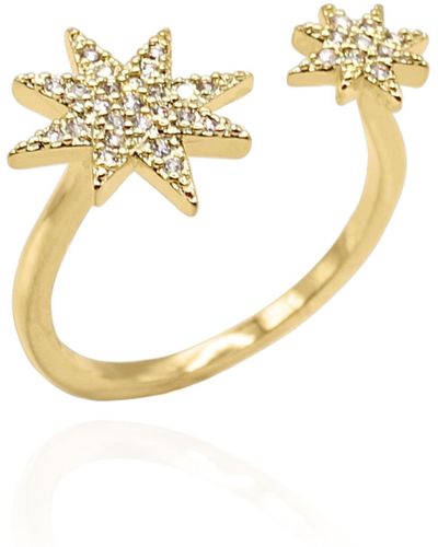 Luna Charles Astrid Double Star Ring - Metallic