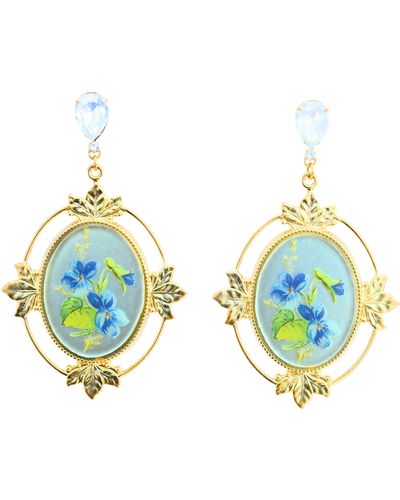 The Pink Reef Vintage Bell Cameo Earring - Blue