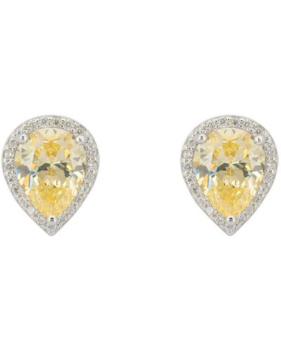 LÁTELITA London Theodora Yellow Topaz Teardrop Gemstone Stud Earrings Silver - Metallic