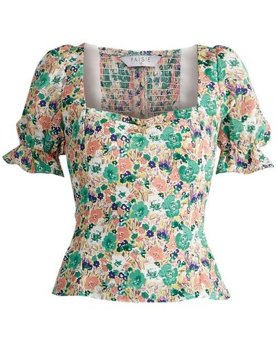 Paisie Floral Sweetheart Top - Green