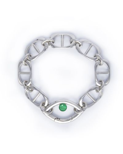 CAPSULE ELEVEN Chunky Chain Green Onyx Eye Bracelet - Metallic