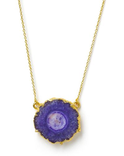 YAA YAA LONDON Purple 'solar Power' Gold Vermeil Gemstone Necklace - Blue