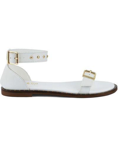 Rag & Co Rosemary Buckle Straps Flat Sandals - White
