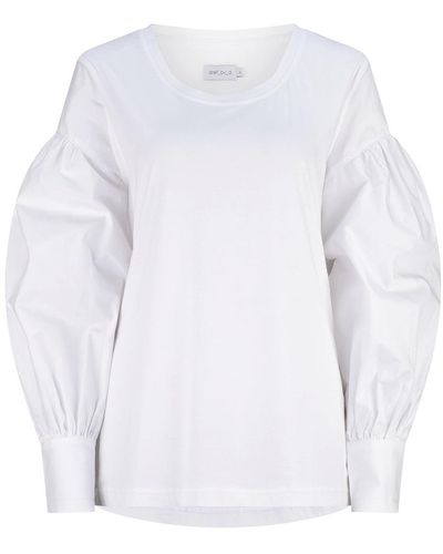 dref by d Sherry Balloon Sleeve Top - White